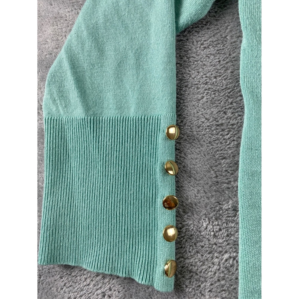 JM Collection Womens Plus 2X Aqua Mint Green Open Front Cardigan Gold Buttons - Picture 5 of 11